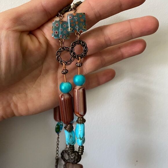 Bead and blue stone necklace vintage - Picture 5 of 6